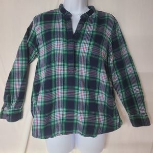 Land's End Small, Band Collar Flannel Shirt